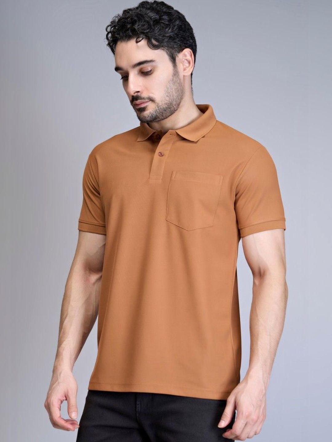 MAXZONE Men Polo Collar Pockets T-shirt