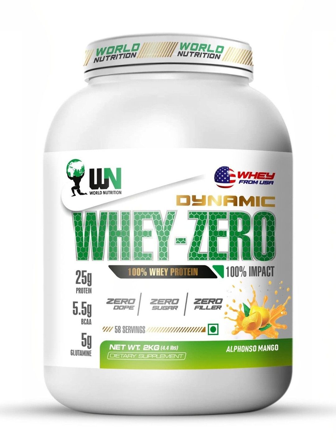 WN WORLD NUTRITION WN WORLD NUTRITION Dynamic Whey-Zero 100% Whey Protein - 2 kg - Alphonso Mango