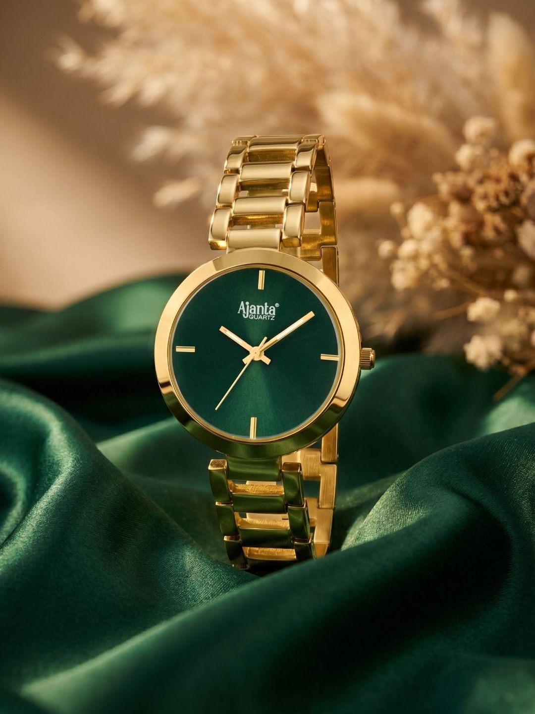 Ajanta Quartz Ajanta Quartz Women Dial & Bracelet Style Straps Analogue Watch AWC043MSL 7 Green
