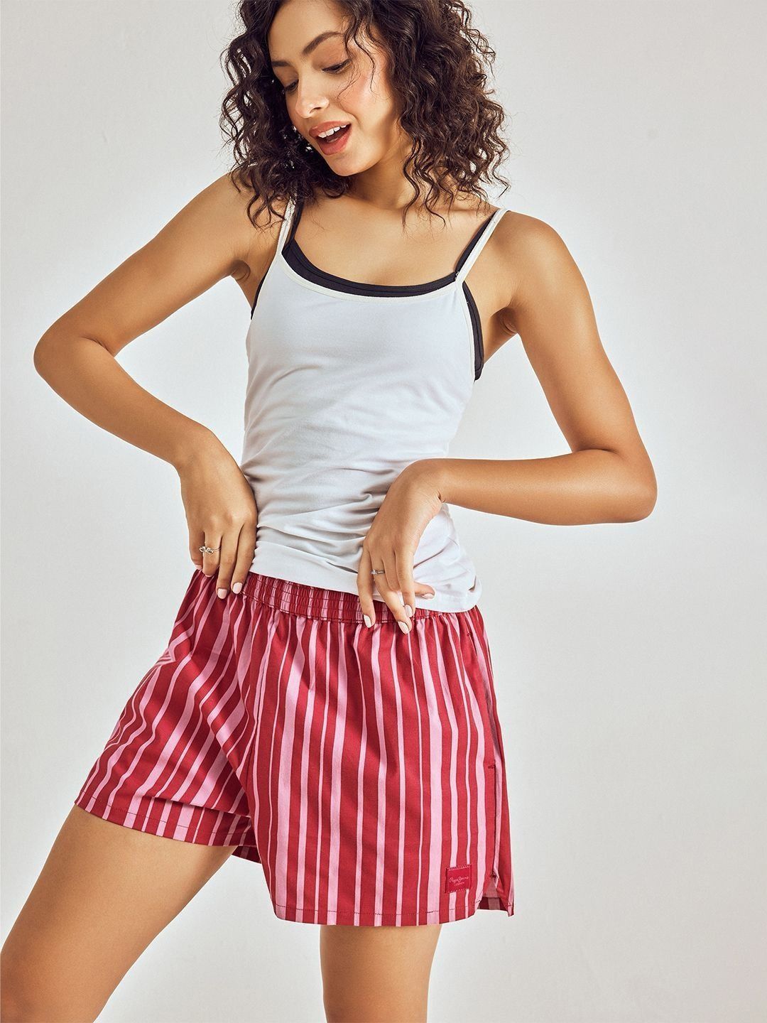 Pepe Jeans Women Secret Garden High-Rise Striped Lounge Shorts
