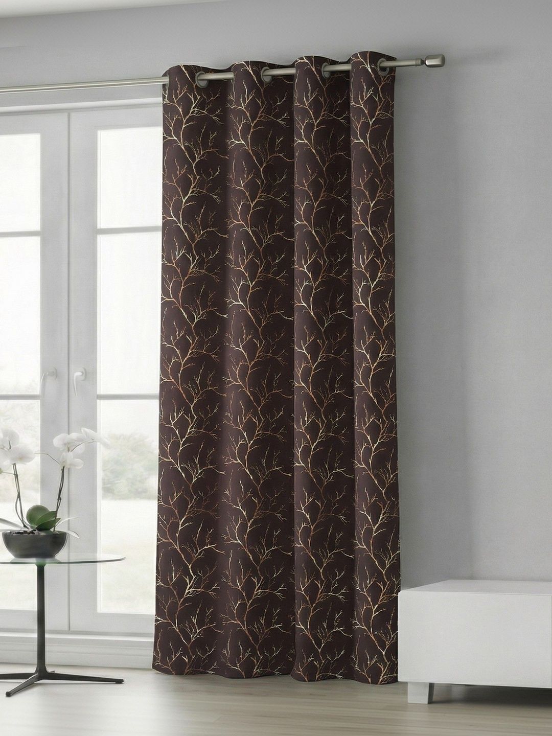 Home Spark Brown Black Out Long Door Curtain