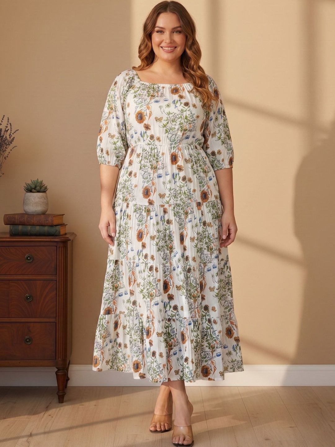 DressBerry Floral Print A-Line Maxi Dress