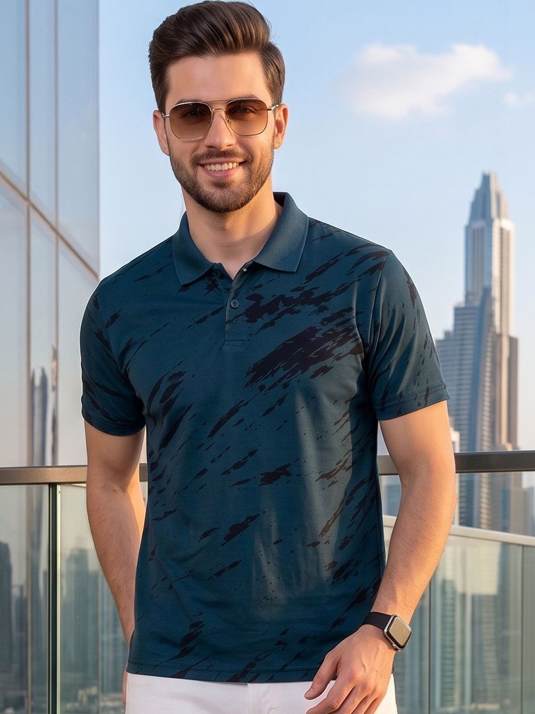 AIN6 AIN6 Men Printed Polo Collar T-shirt