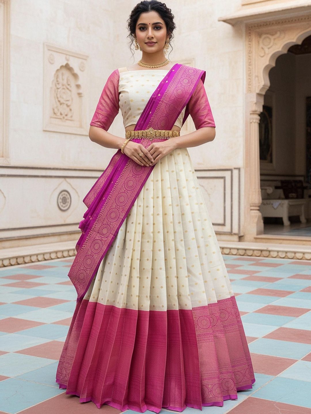 Mr Y Semi-Stitched Lehenga & Unstitched Blouse With Dupatta