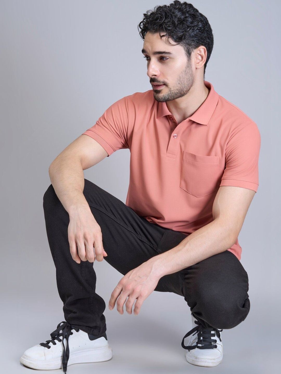 MAXZONE Men Polo Collar Pockets T-shirt