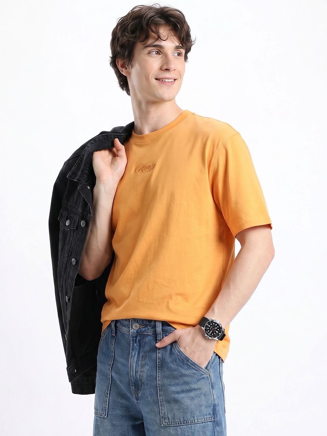 Aeropostale Drop-Shoulder Sleeves Relaxed Fit Pure Cotton T-shirt