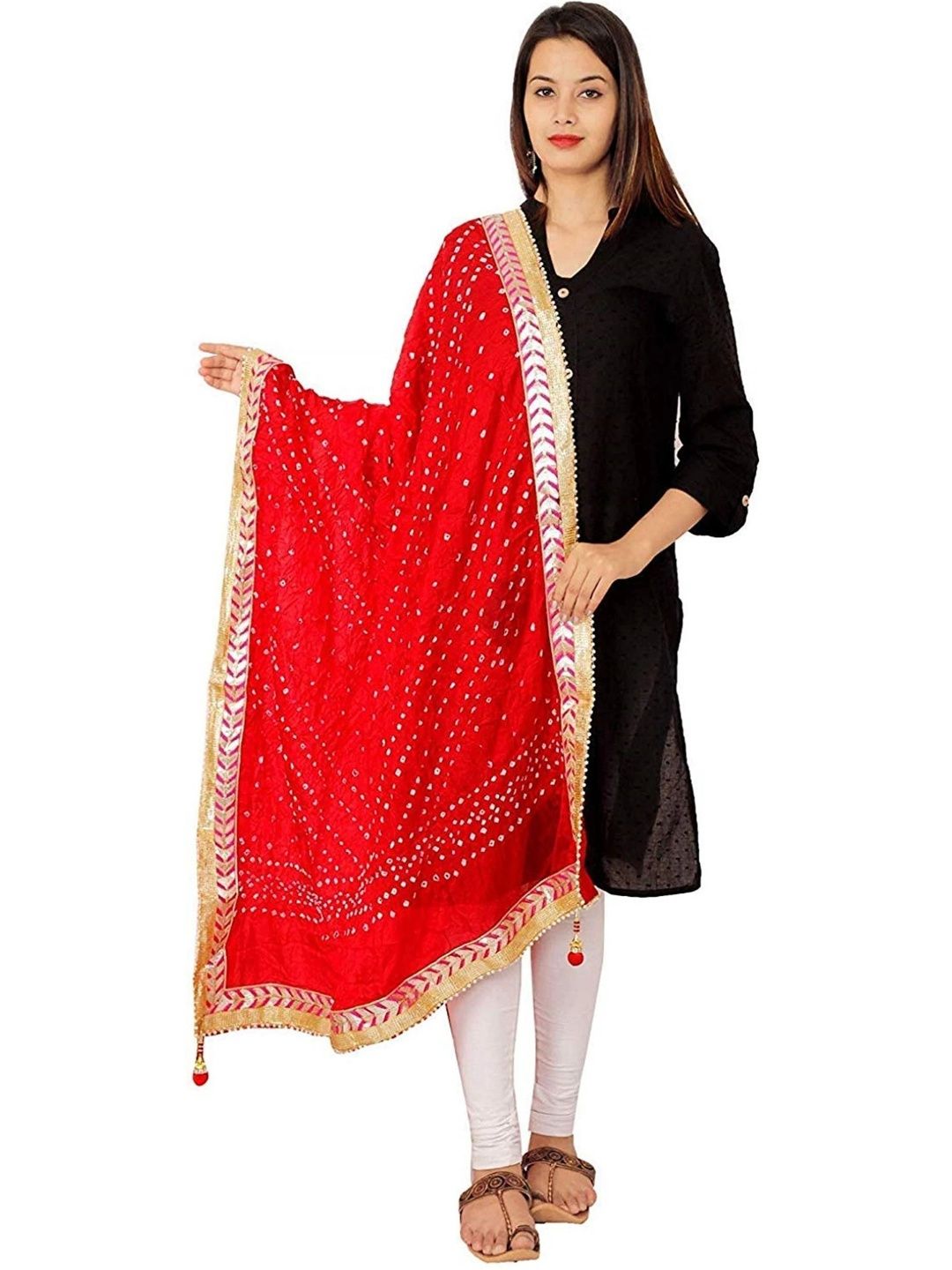 PK HUB Dyed Art Silk Dupatta with Gotta Patti