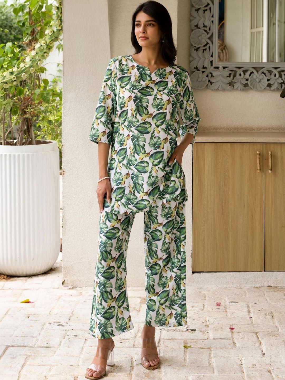Rangrika.in Tropical Printed Tunic with Palazzos