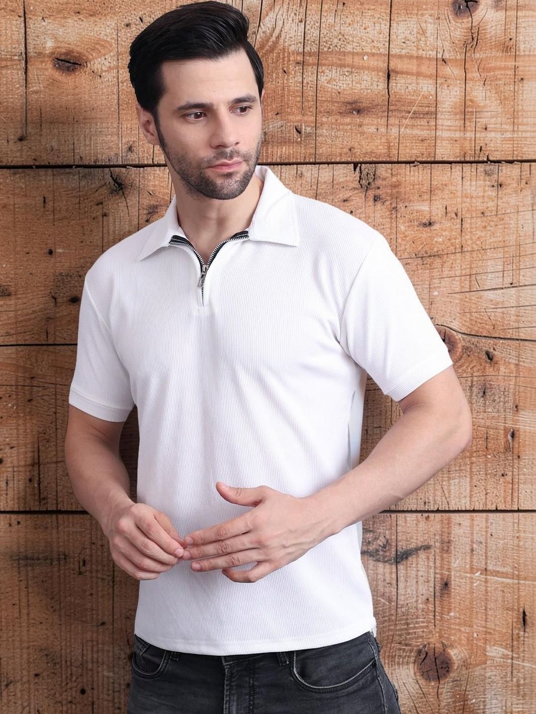 HERE&NOW Men Polo Collar T-shirt