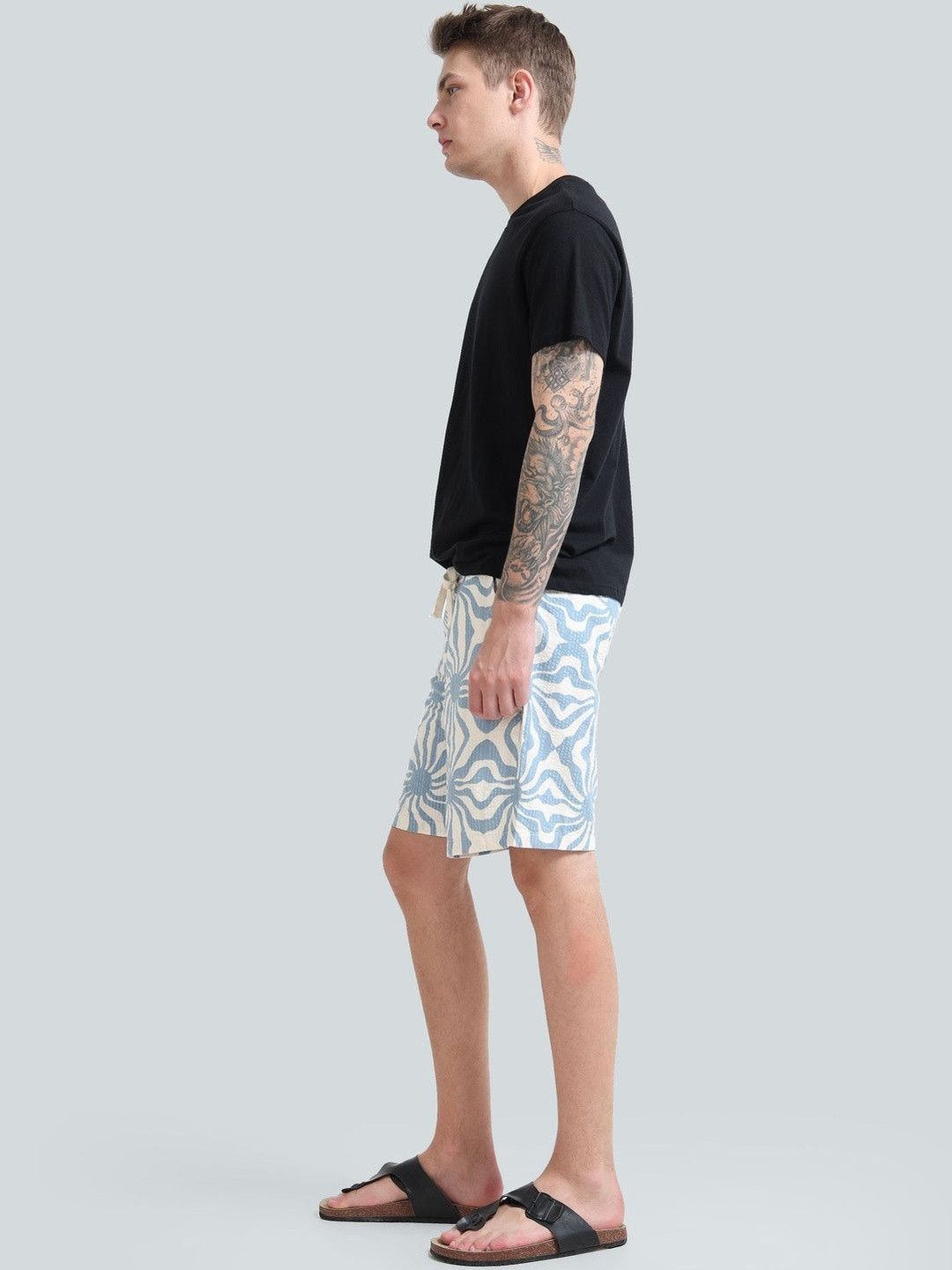 Buy StitchX Men's Loungewear Textured Printed Seersucker Resort