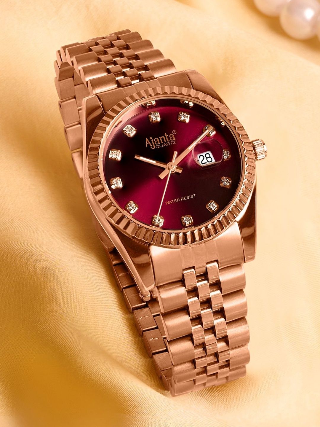 Ajanta Quartz Ajanta Quartz Women Embellished Dial & Stainless Steel Bracelet Style Straps Analogue Watch AWCEXL102L 4
