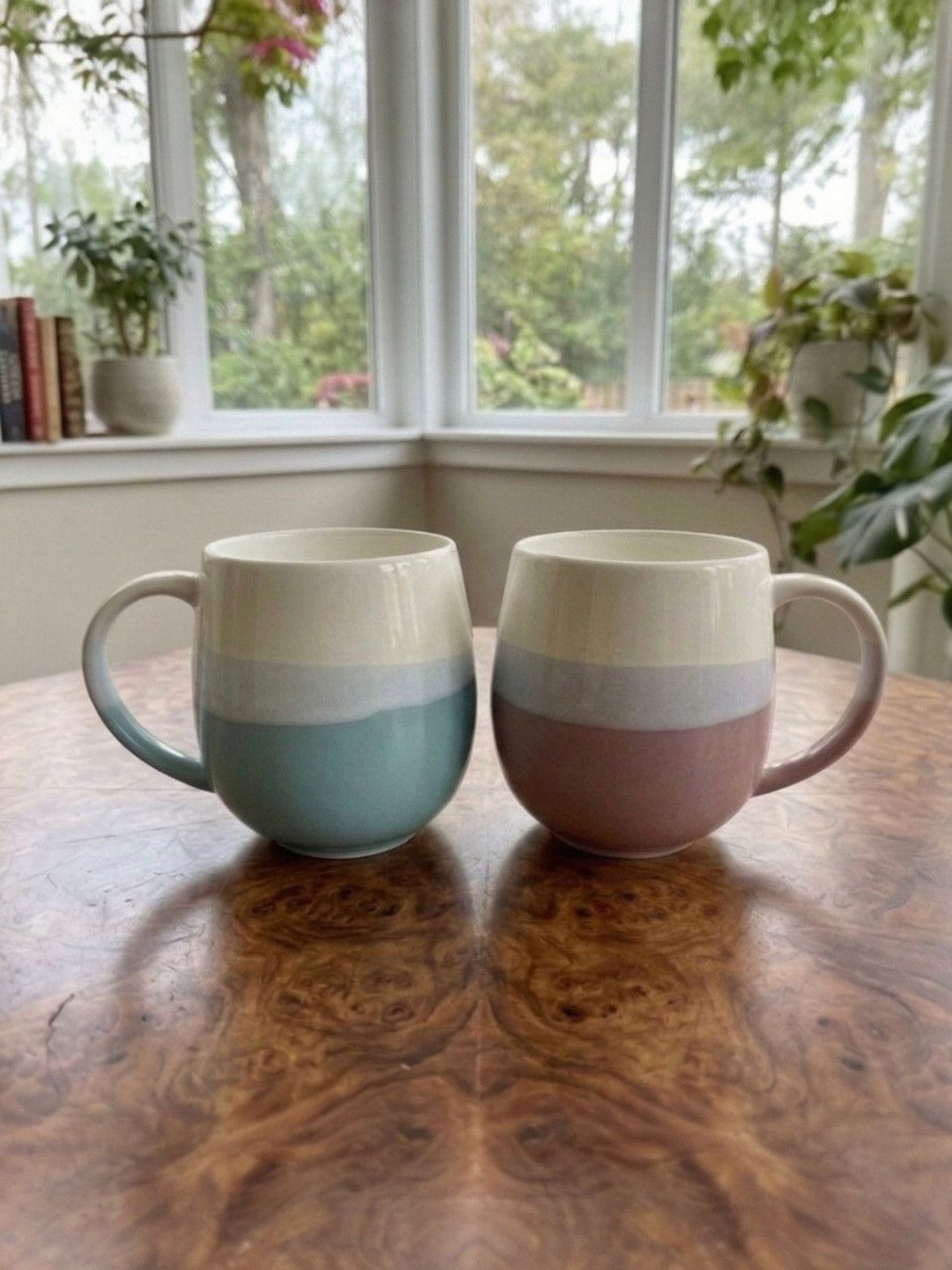 U & U Unique Utilities Purple & Sea Green Large Ceramic Glossy Coffee Mugs- 450 ml each