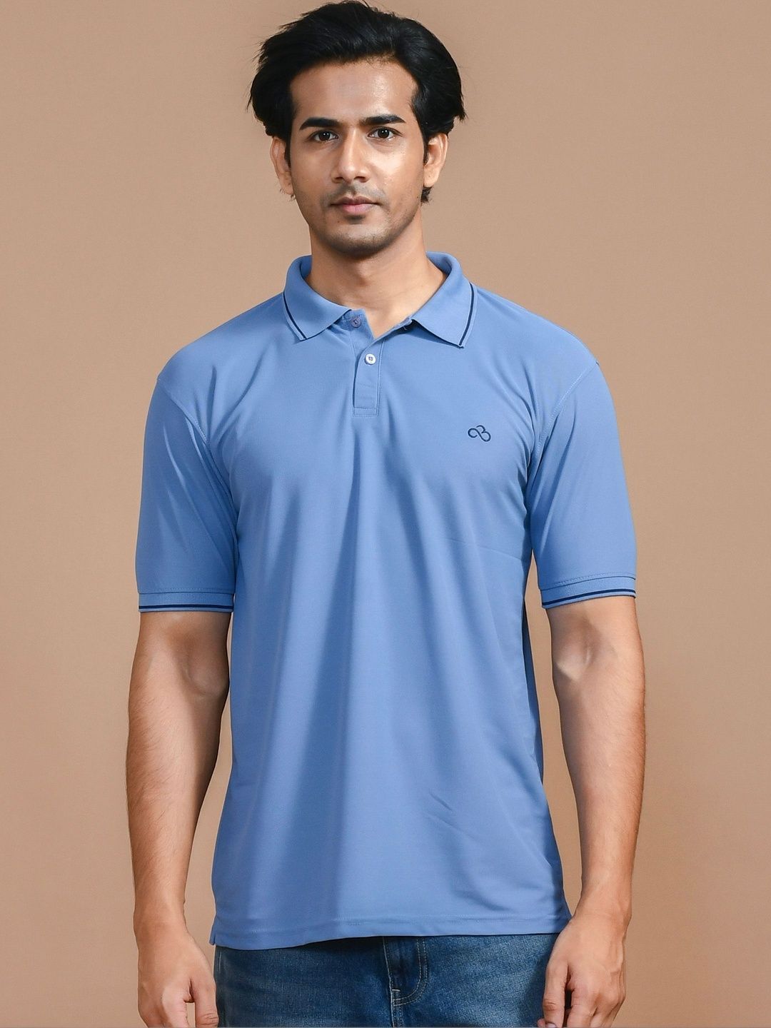 SKYKNIT Men Brand Logo Polo Collar T-shirt