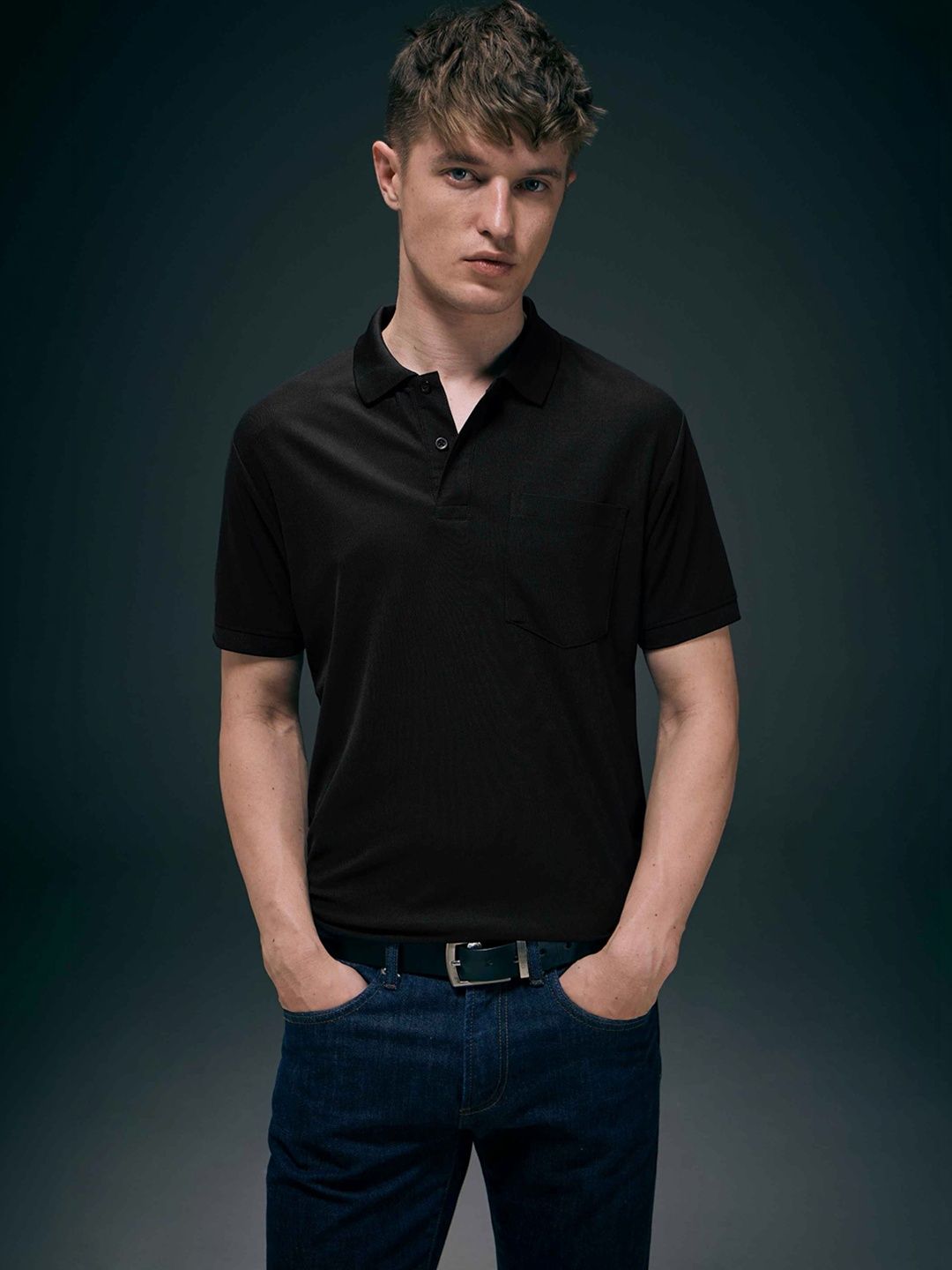 MAXZONE Men Polo Collar Pockets T-shirt