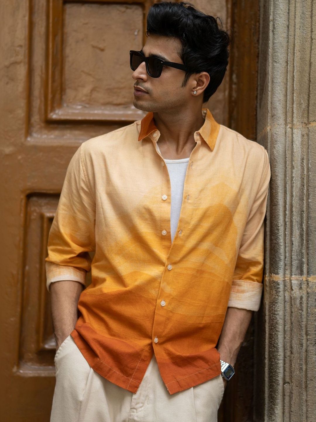 Powerlook Spread Collar Cotton Casual Shirt