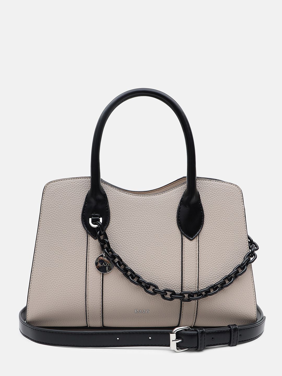 Satchel Kazo Colourblocked Structured Handheld Bag with Tasselled