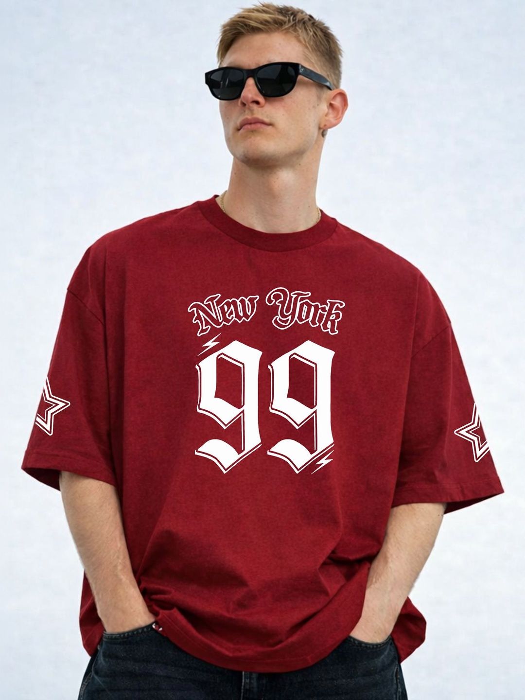 HIOR Men Typography Printed Drop-Shoulder Sleeves T-shirt