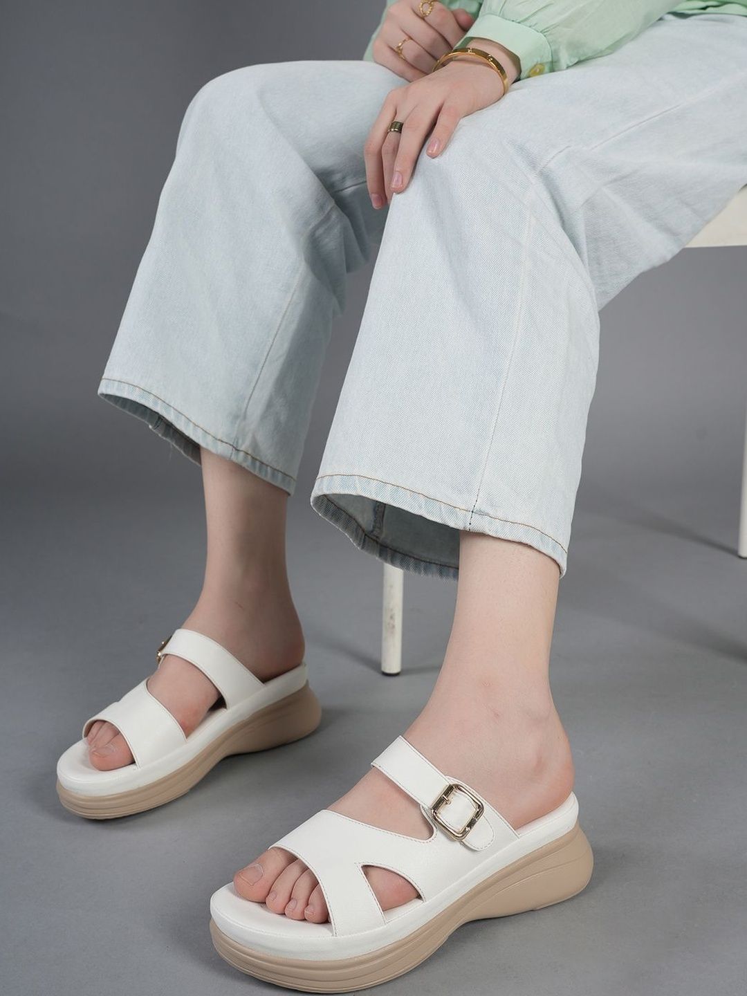 The Roadster Lifestyle Co Women Round Toe Wedge Sandals Heels
