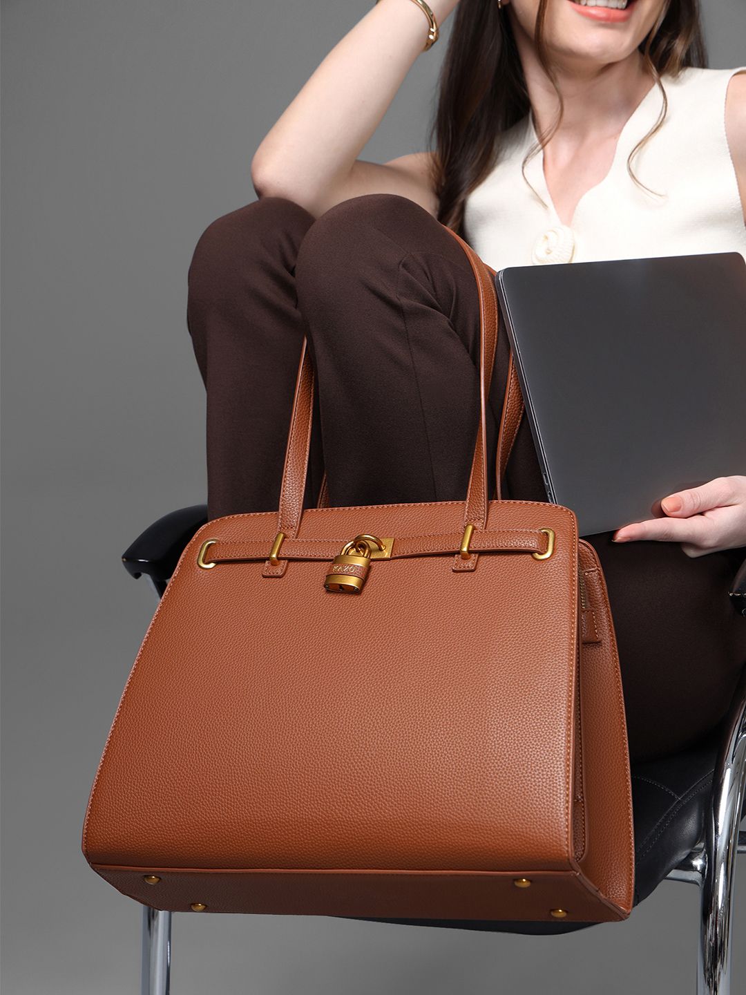Oversized Tote Bag Kazo Structured Shoulder Bag with Bow Detail
