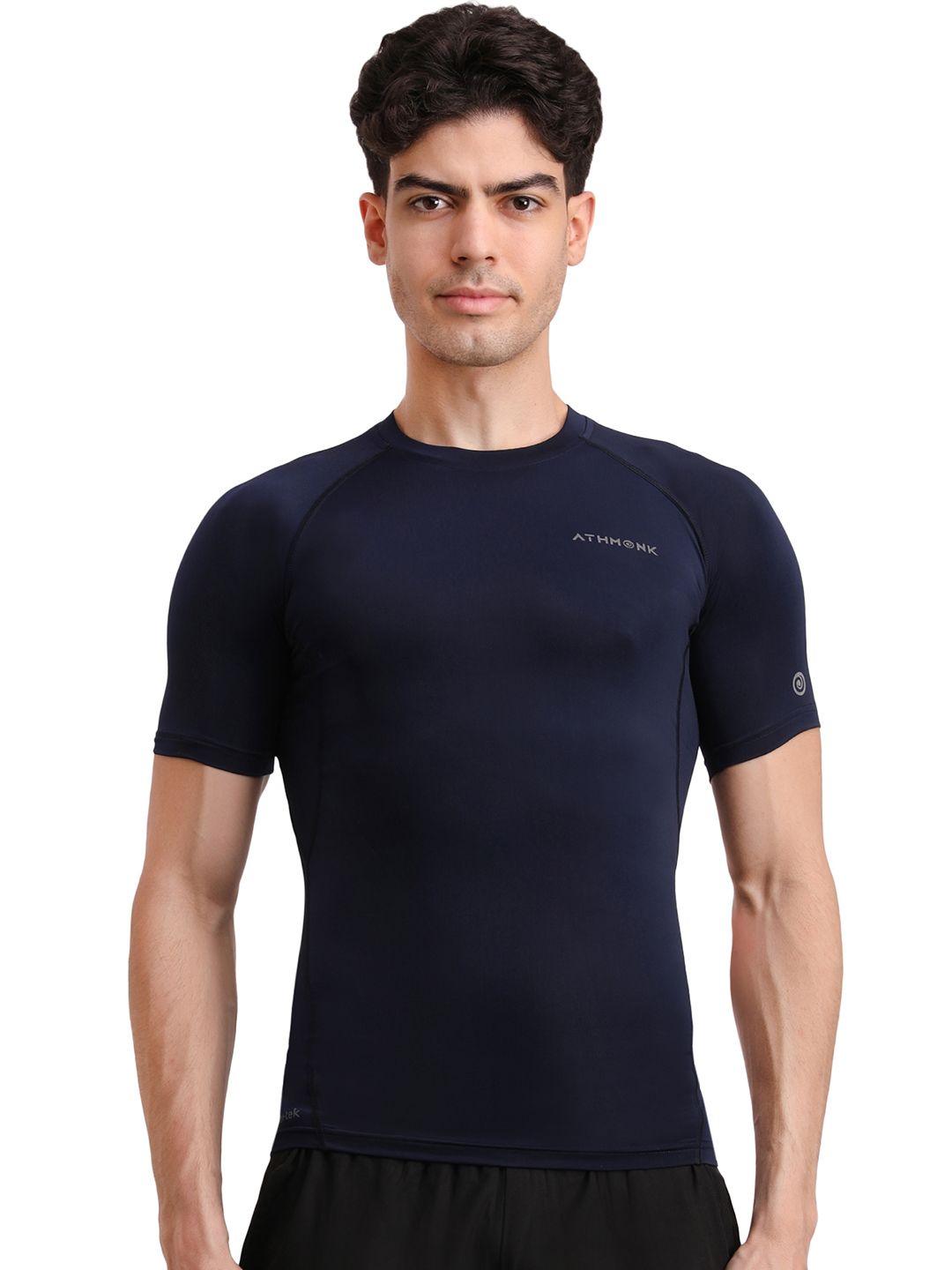 Athmonk Round Neck Half Sleeve Compression Vest Body Shaper T-Shirt
