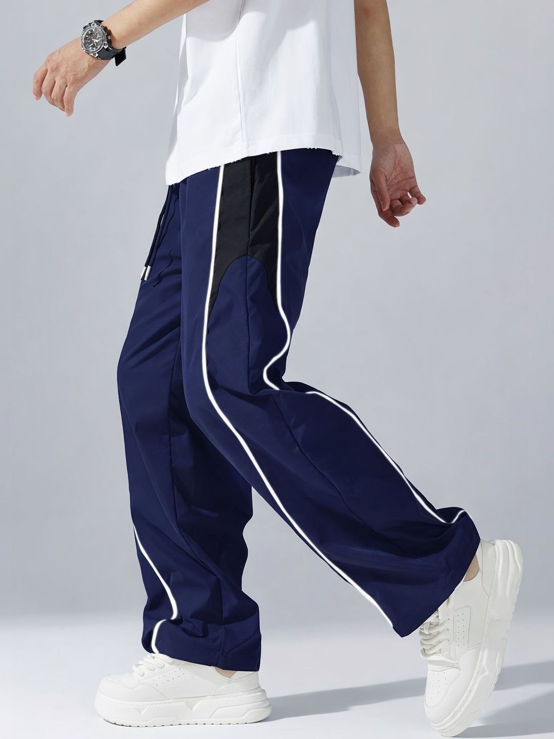 QUTUN Men Straight Fit Geometric Rapid-Dry Training Track Pants
