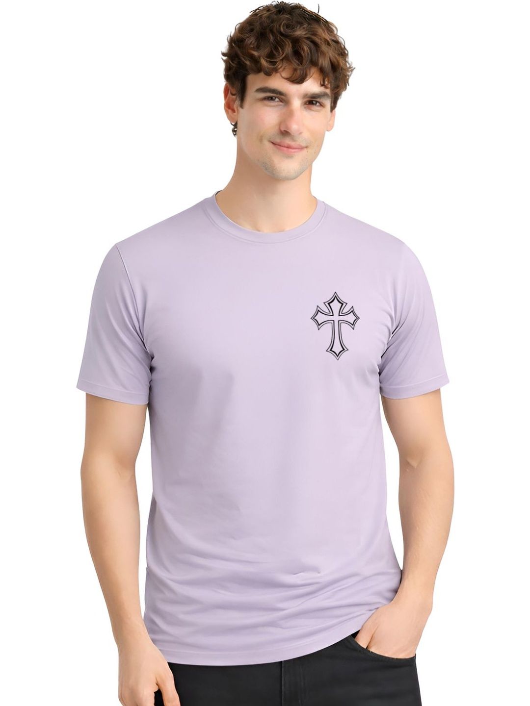 ADRO Men Printed Round Neck Short Sleeves Cotton T-shirt