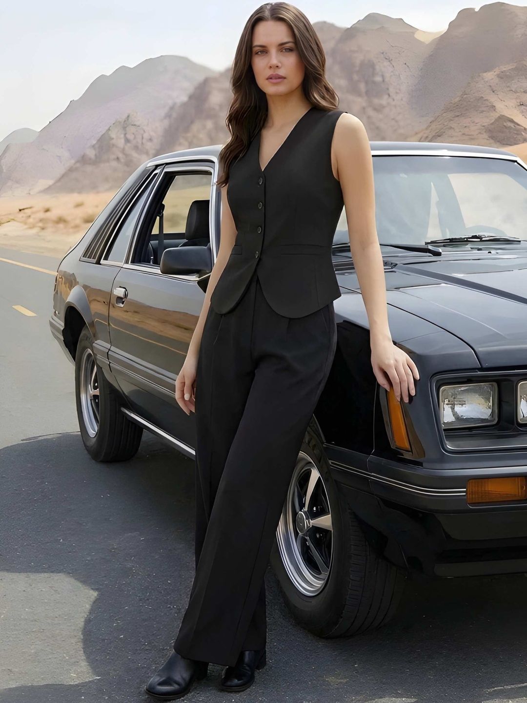 Roadster Solid Waistcoat with Trousers