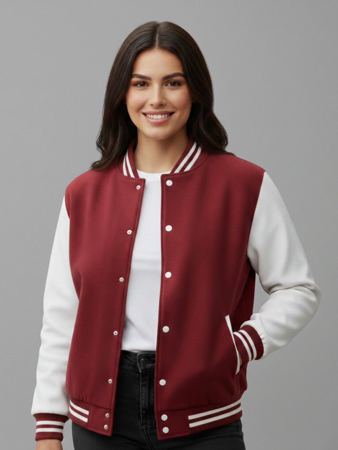 Besick Women Colourblocked Lightweight Varsity Jacket