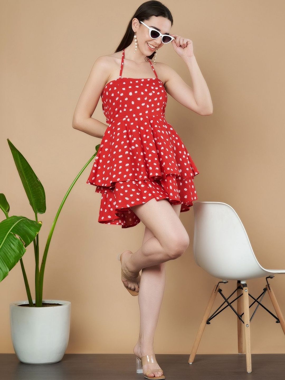 Sangria Printed with Ruffles Jumpsuit