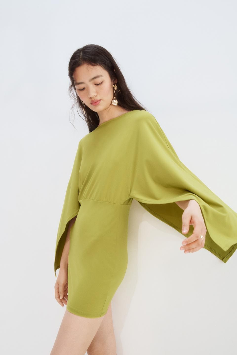 H&M H&M Cape-sleeved Fine-knit Dress