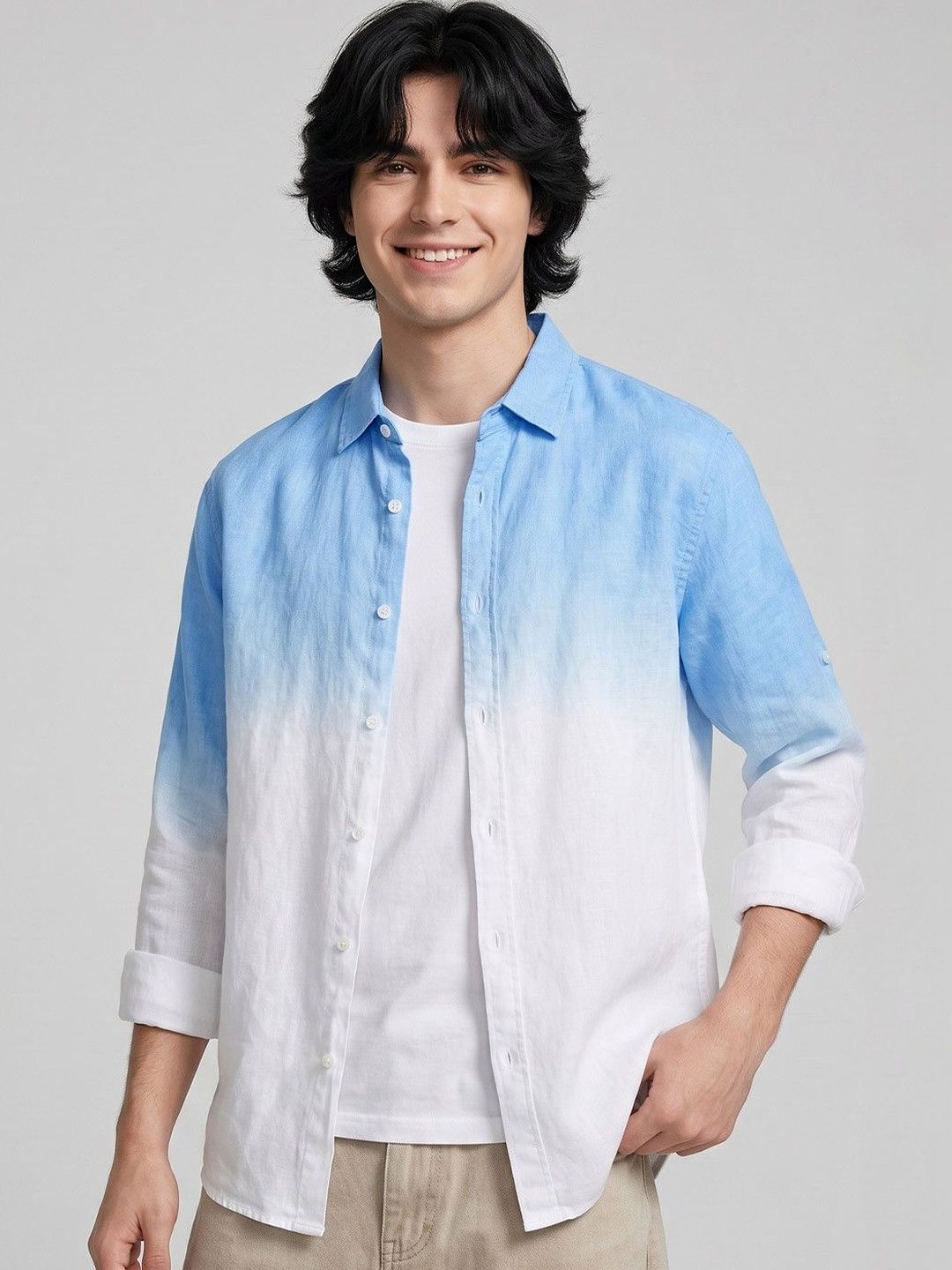 Suo Men Colourblocked Casual Shirt