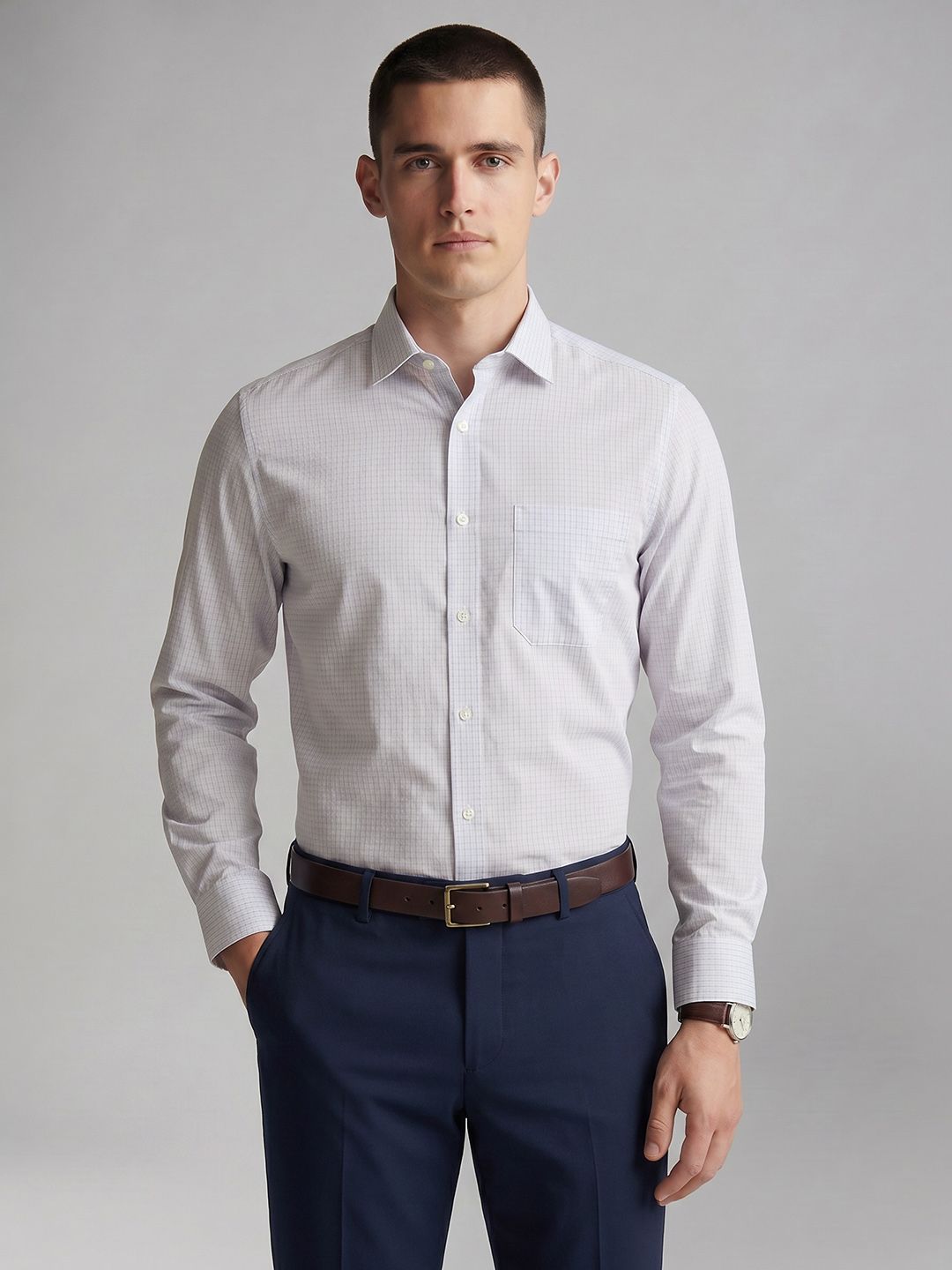 Louis Philippe Louis Philippe Textured Pure Cotton Formal Shirt