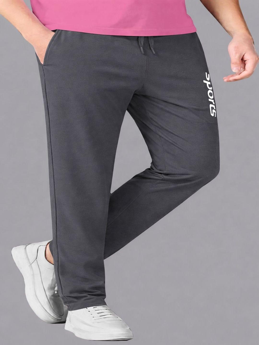 MSREALSON Men Regular Fit Brand Logo Training Track Pants