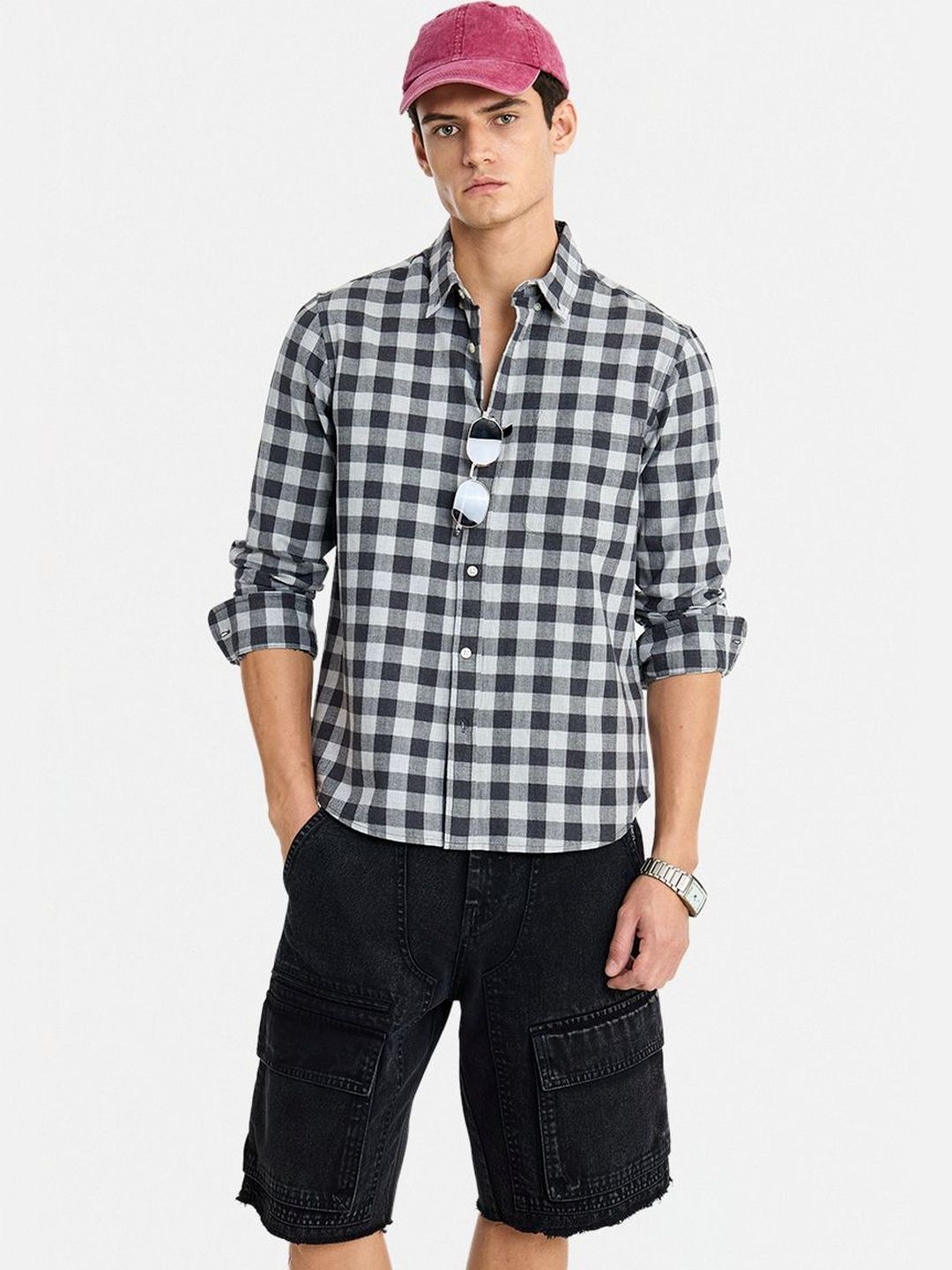 Snitch Men Checked Casual Shirt