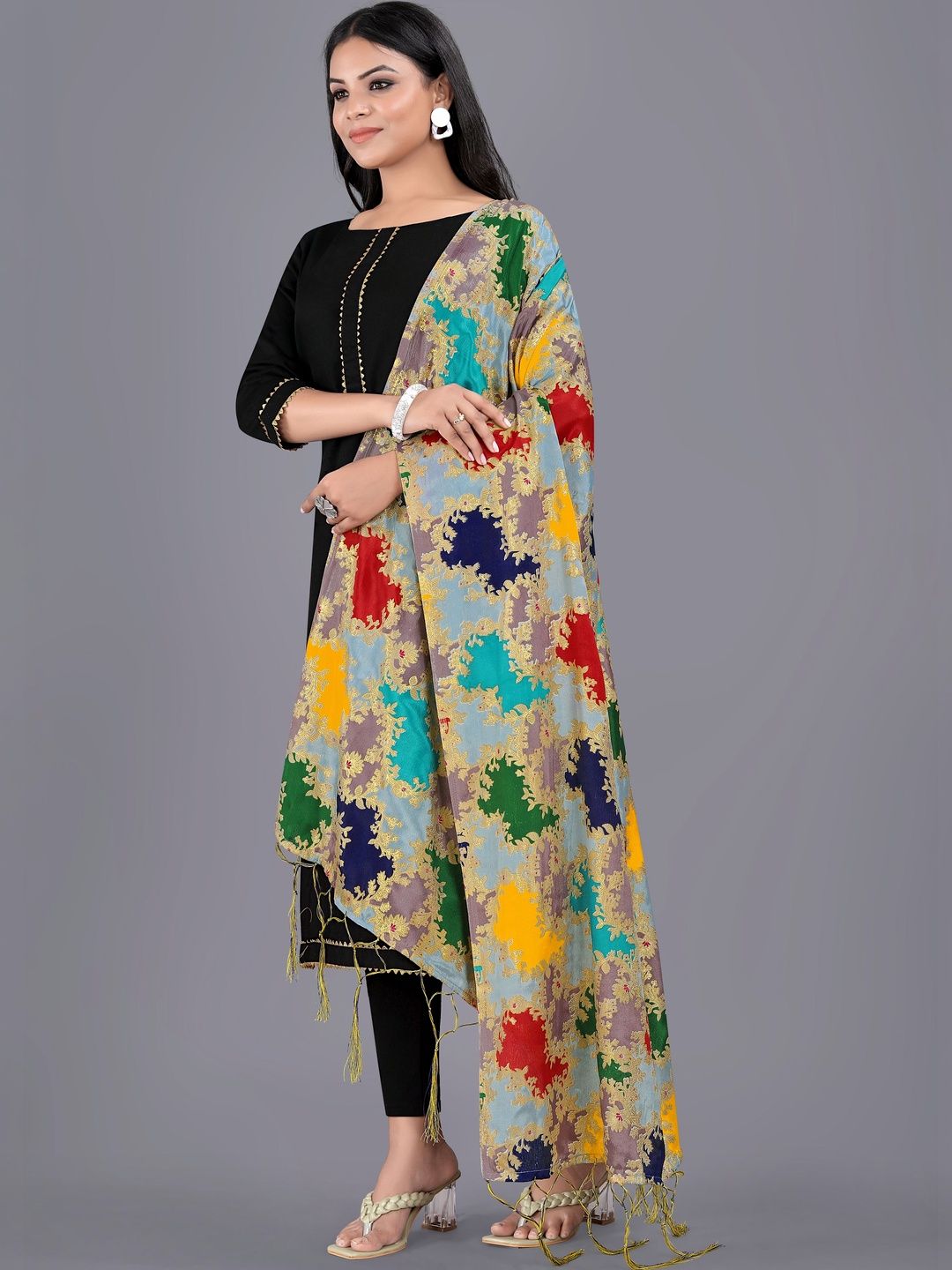 KALINI Printed Art Silk Foil Print Dupatta