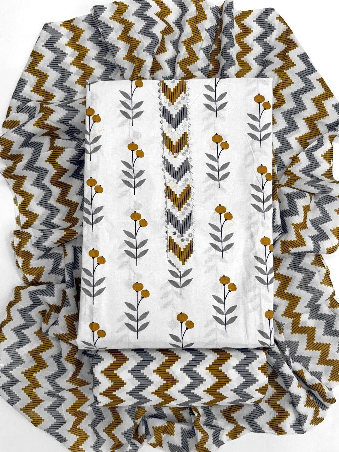 CLEMIRA Printed Pure Cotton Unstitched Dress Material