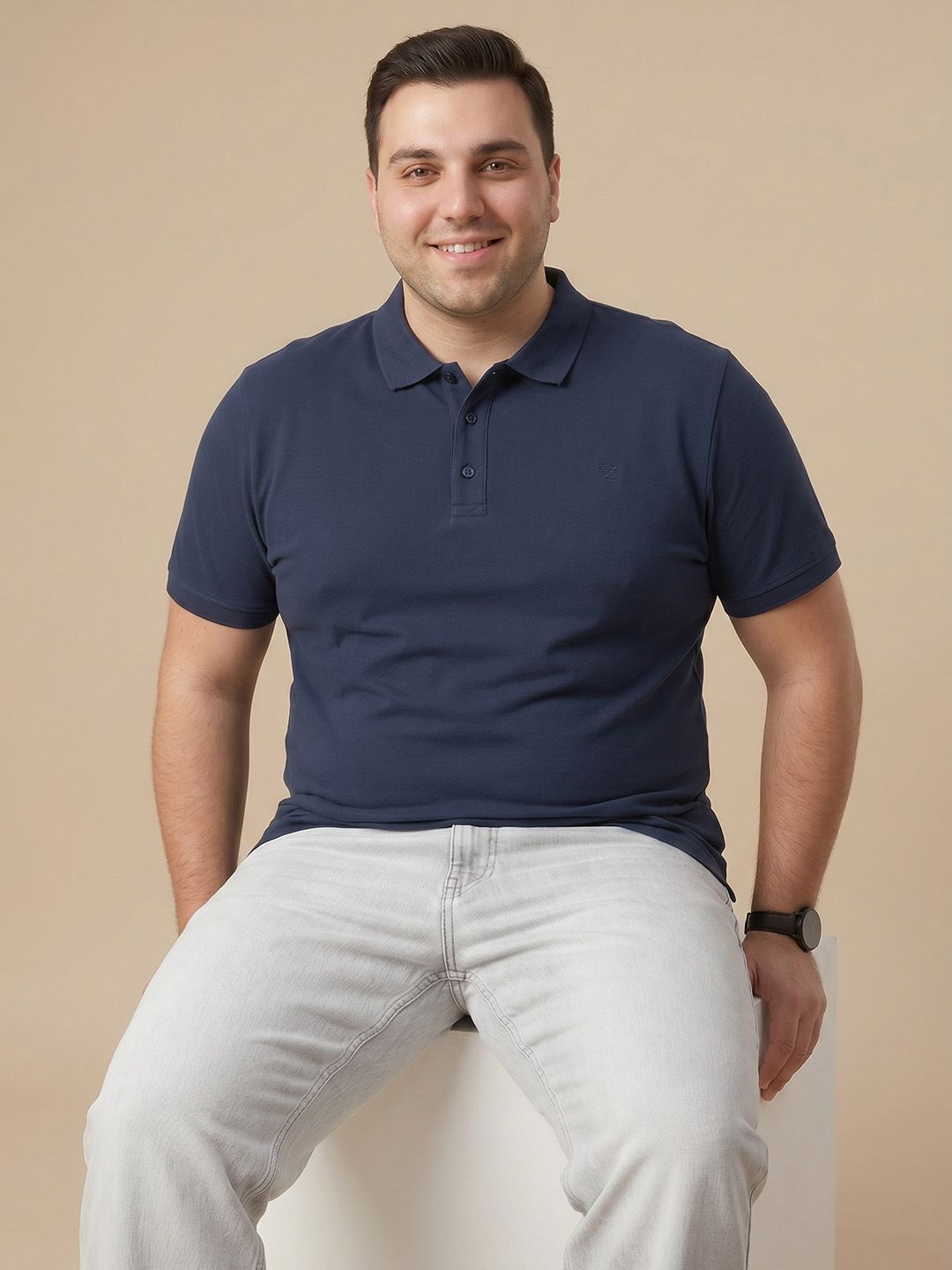 Sztori Plus Size Polo Collar Pure Cotton T-Shirt