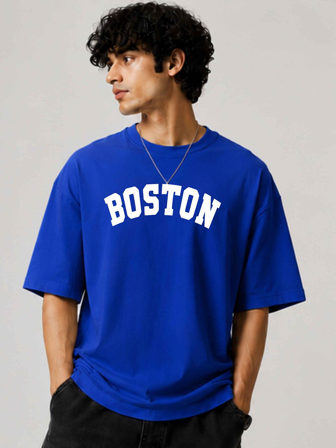HIOR Men Typography Printed Drop-Shoulder Sleeves T-shirt