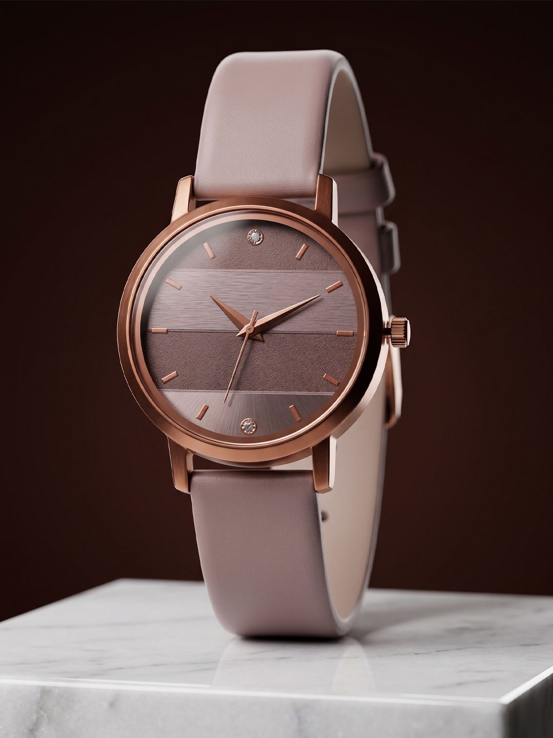 VIRAKTI Women Brass Dial & Leather Straps Analogue Watch F-76-BROWN VIR