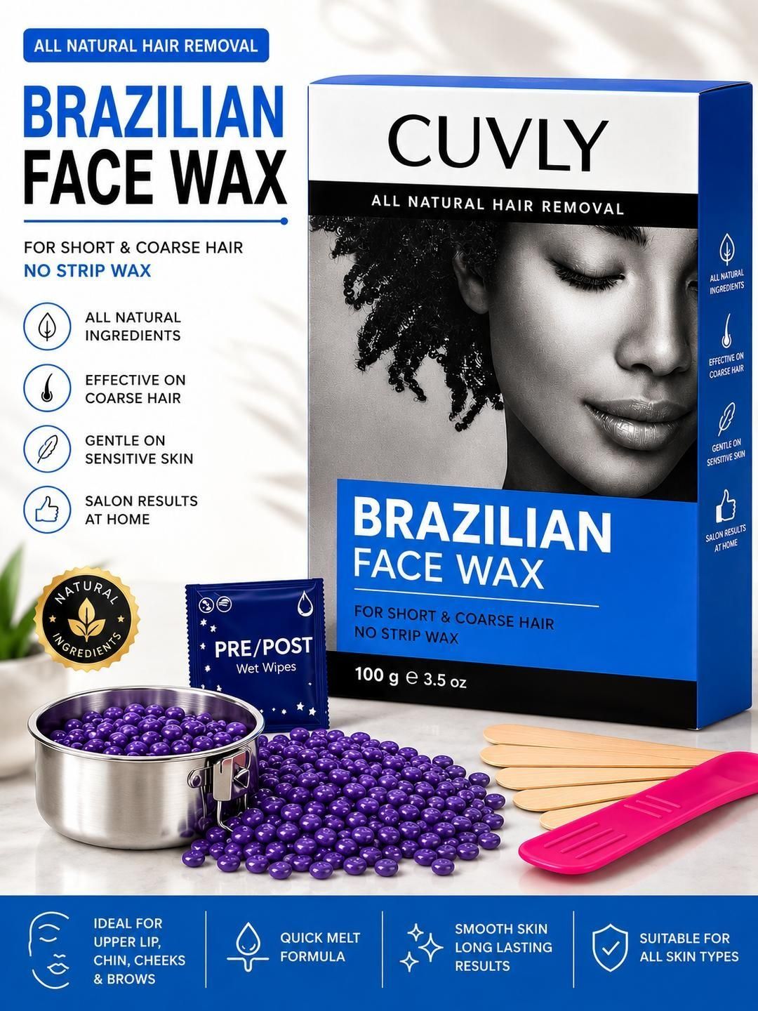 CUVLY Brazilian Face Wax - 100g