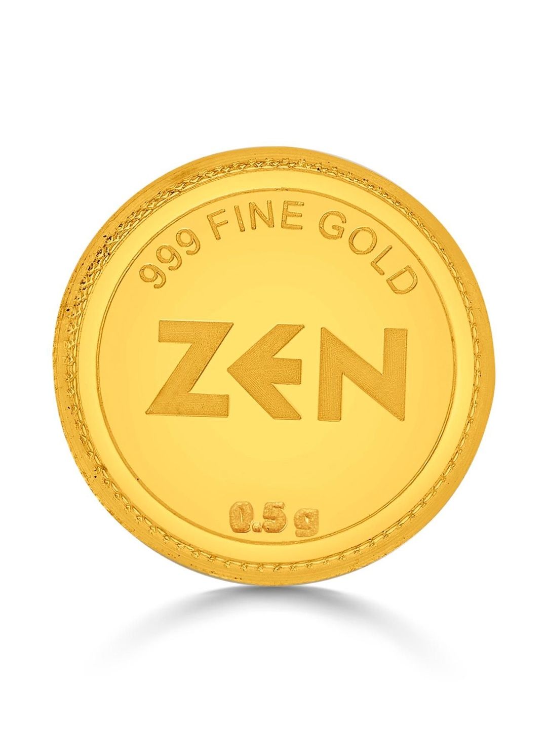 Zen Diamond India 24KT 999 Fine Gold Brand Logo Round Coin - 0.5 g