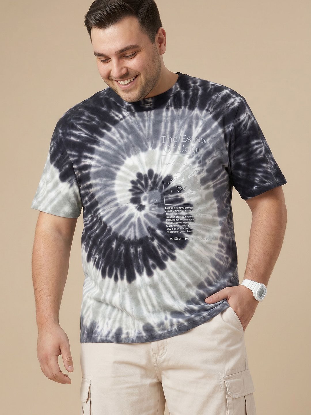 Sztori Plus Size Relaxed Fit Dyed Effect Pure Cotton T-Shirt