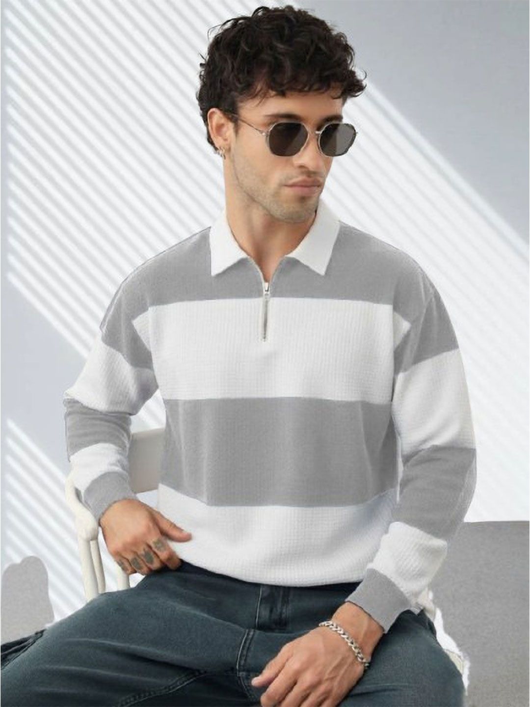 HOODLER Men Colourblocked Polo Collar T-shirt