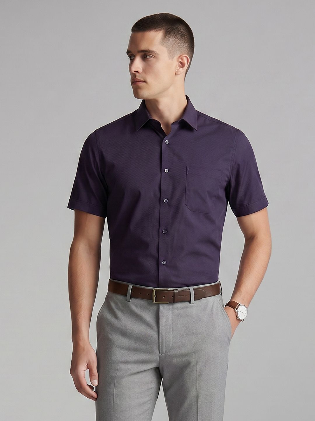 Louis Philippe Textured Pure Cotton Formal Shirt