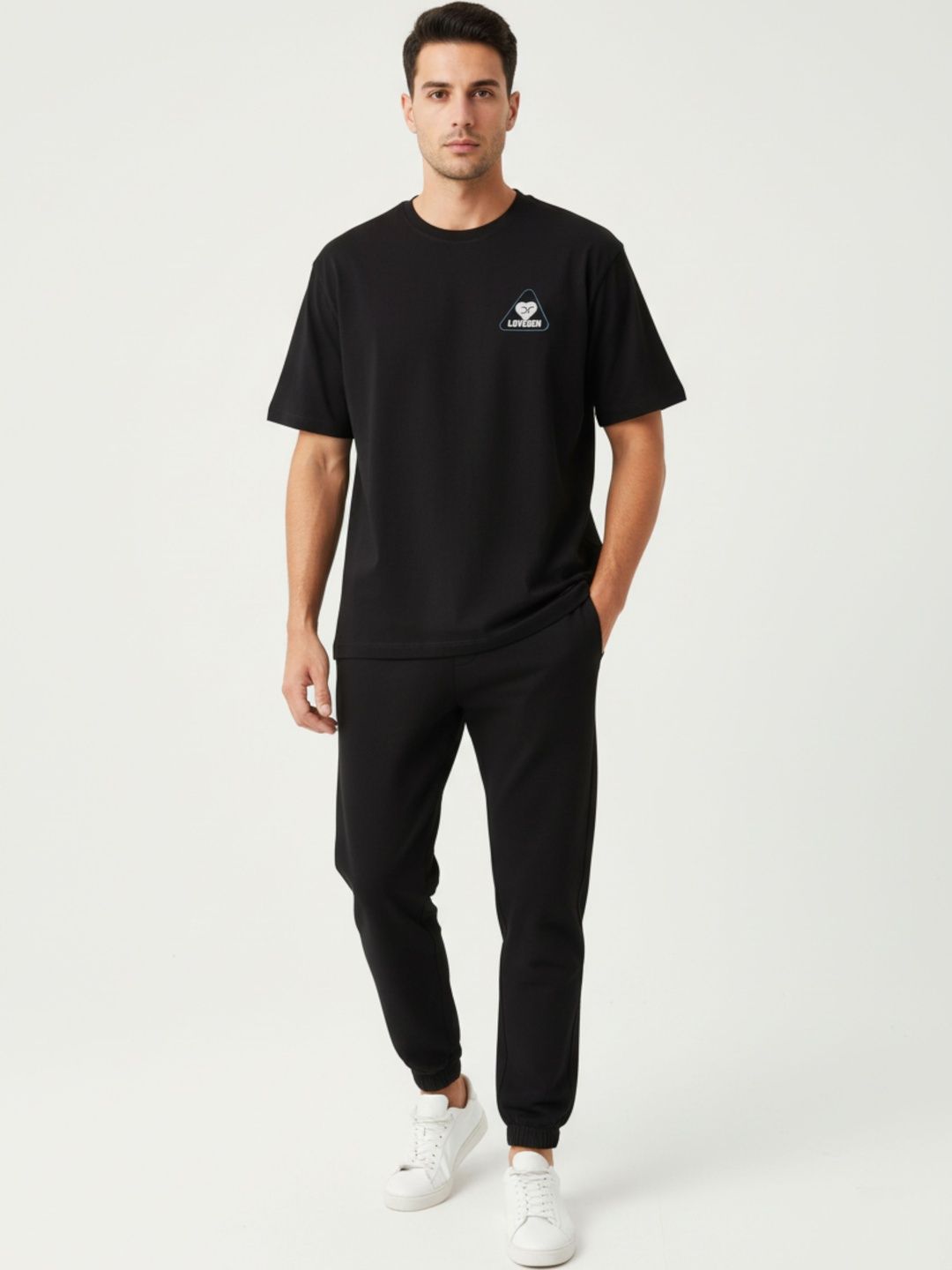LOVEGEN Men Applique Oversized Cotton T-shirt