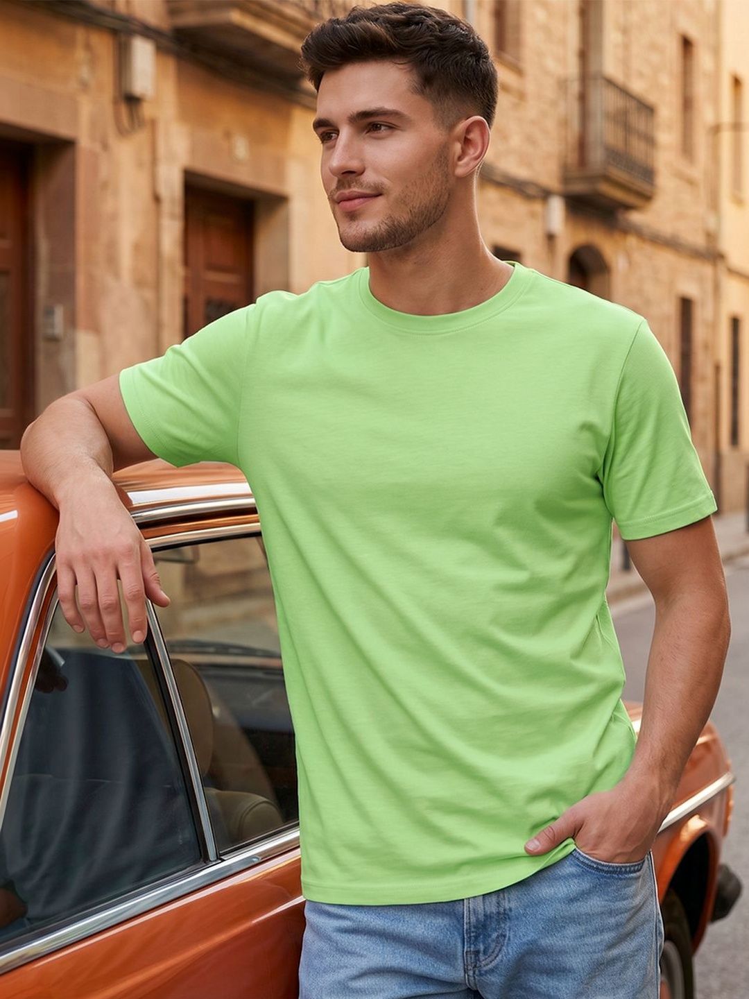 Bewakoof Men's Green T-Shirt