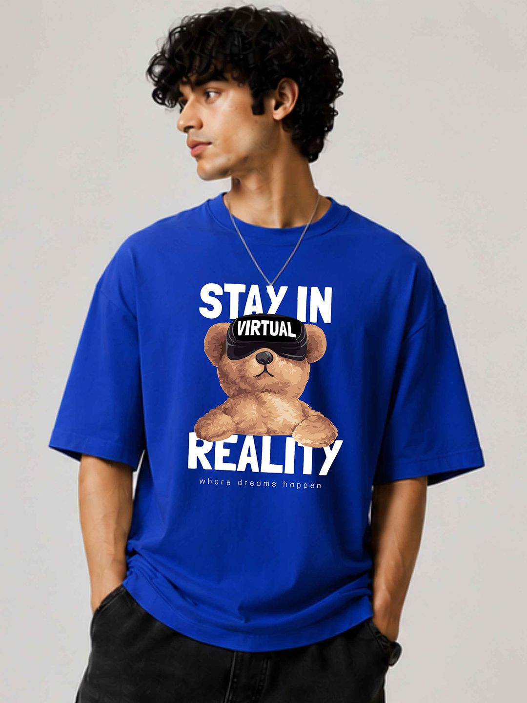 HIOR Men Printed Drop-Shoulder Sleeves T-shirt