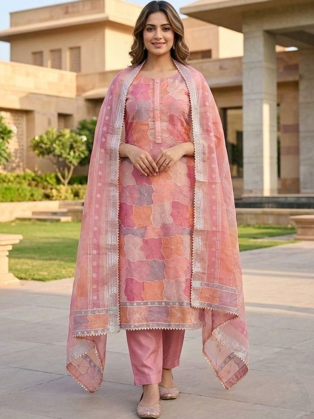 HMP Fashion Embroidered Unstitched Dress Material
