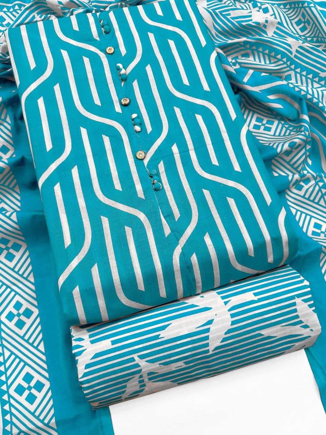 CLEMIRA Printed Pure Cotton Unstitched Dress Material