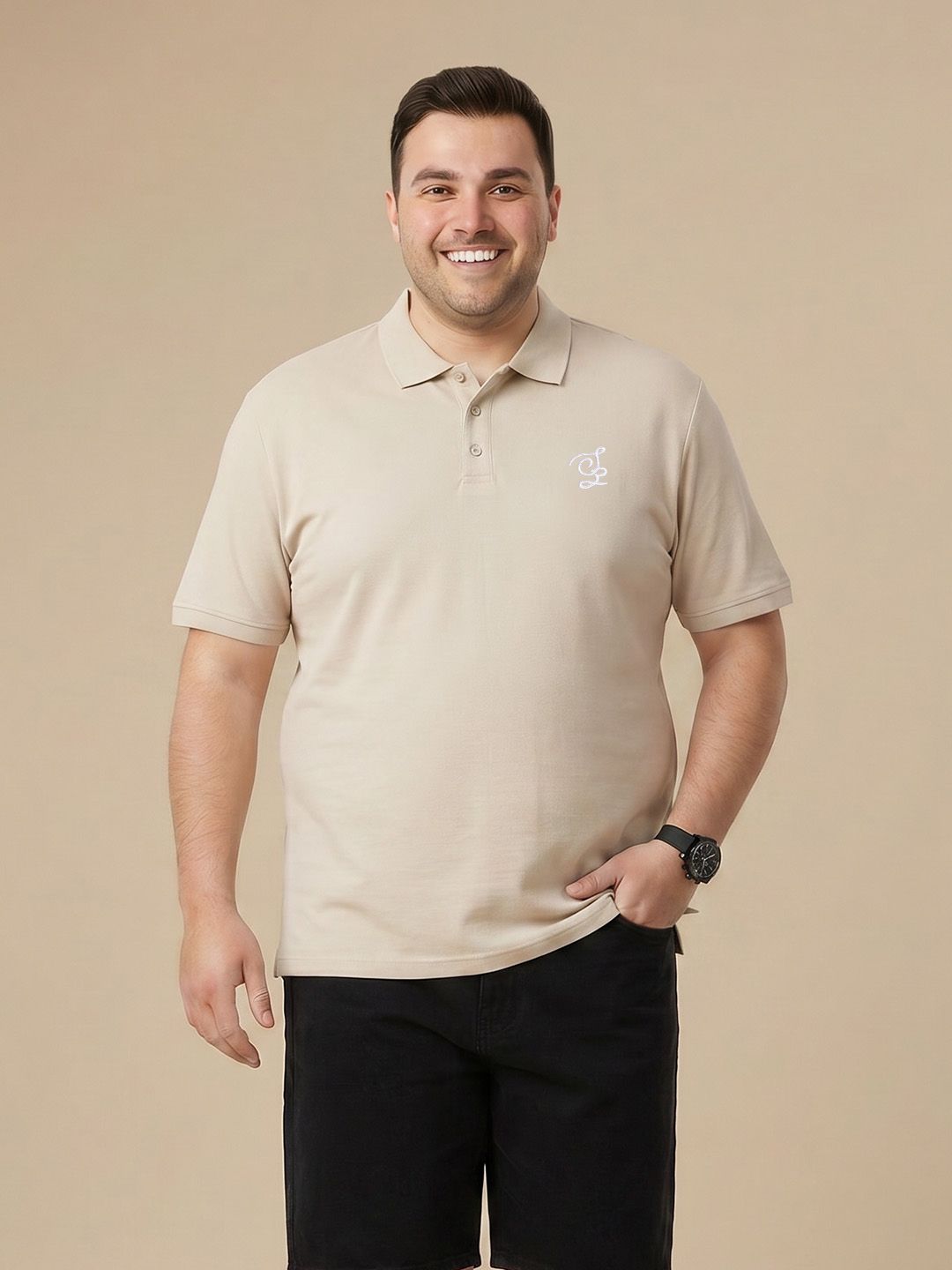Sztori Plus Size Polo Collar Pure Cotton T-Shirt